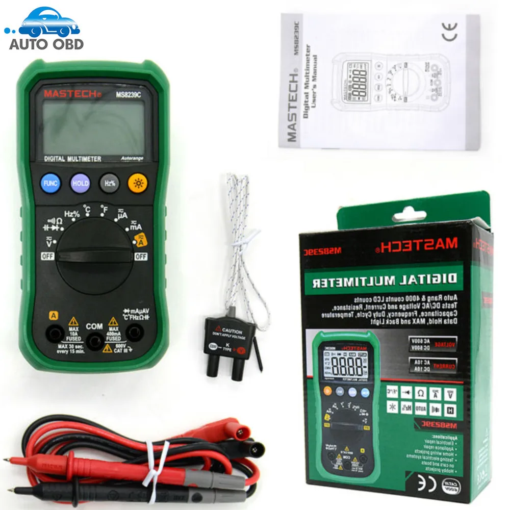 

MASTECH MS8239C Auto Ranging Palm Size Digital Multimeters w/Frequency Capacitance & Temperature Test