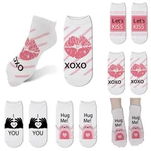 Модные носки с буквенным принтом женские хлопковые носки в студенческом стиле в стиле Харадзюку Ретро Винтаж любовь поцелуй Sox рождественские носки для подарков 6ZJQ-ZWS12