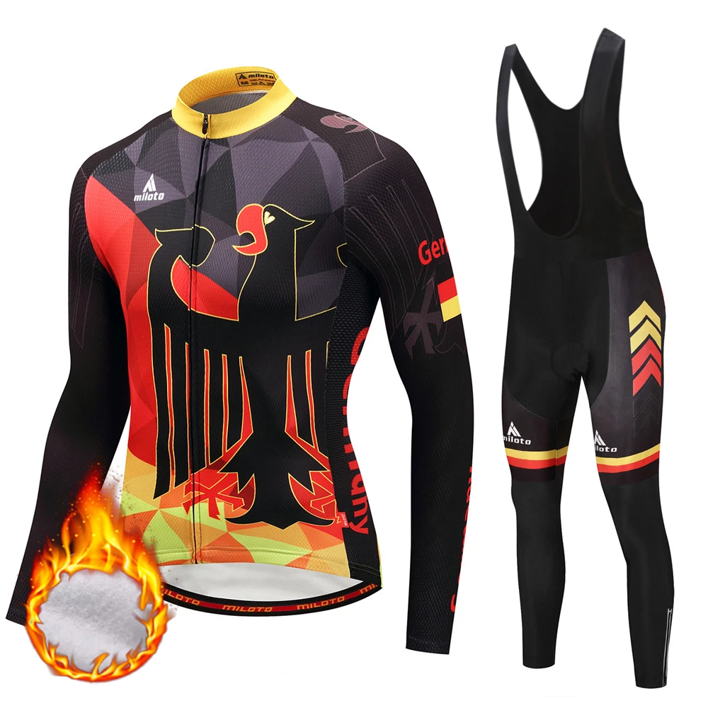 

MILOTO 2019 Pro Cycling JERSEY Pro pads Bike Pants set mens Ropa Ciclismo winter thermal fleece Bicycle jacket Cycling wear ODM
