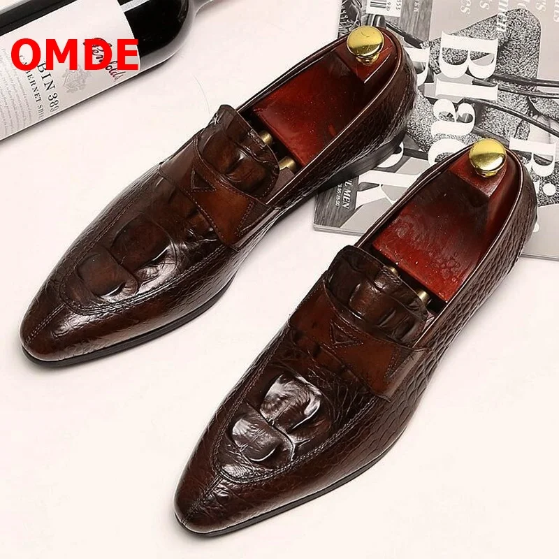 Picture as Luxo Apontou Homens Estilo No Couro De Crocodilo Nova Casamento Padrão Itália Deslizamento Omde Picture Sapatos Moda Toe Formal Dos As wqxnHCRg