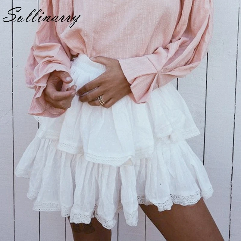 Sollinarry/2019 Летняя женская короткая юбка с оборками Повседневная модная мини в