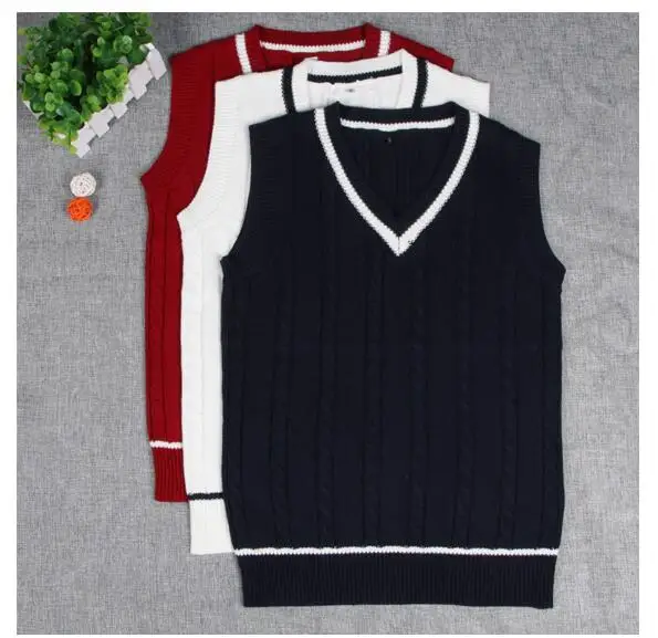 

2017 School Uniform Sweaters Vest For Girls Boys British Student Uniforms V- neck Vest Sweaters Tank Top