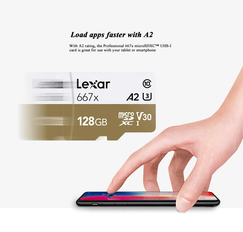 Lexar Micro SD карта слот для карт памяти 128 Гб Профессиональный флеш-карты памяти TF 90 МБ/с. V30 667x C10 флеш-карта A2 U3 для спортивной экшен-камеры 4K видео