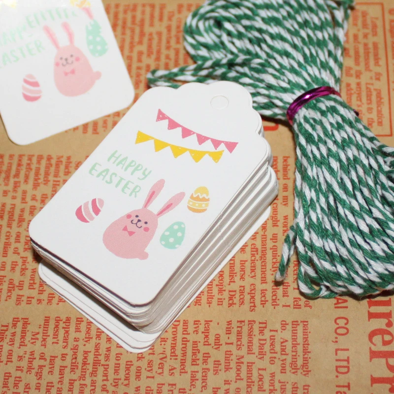 100pcslot Easter Rabbit Kraft Paper Tags Labels DIY Wedding Note Craft Gift Tag Easter Bunny Decorations for Home wielkanoc (2)