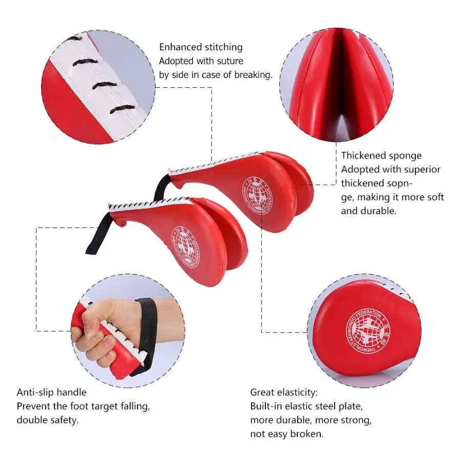 1 PC Double Clapper Target Kick Striking Pad Karate Taekwondo Kickboxing(Red) 3