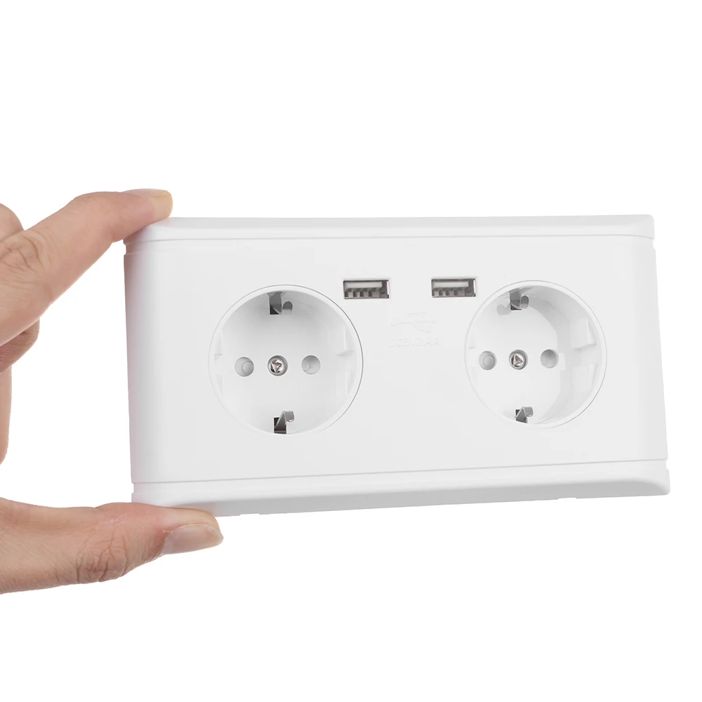 

1PC Multi-Functional EU Plug Socket Wall Power Outlet Socket with USB Port For Phone Charging Double Switches Household