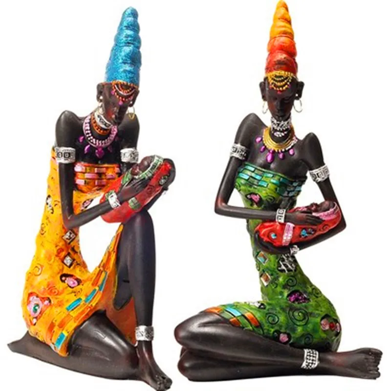 

Country Style Africa National Characteristics Mother And Child Figure Resin Statue Personality Home Decoration Accessories X1116