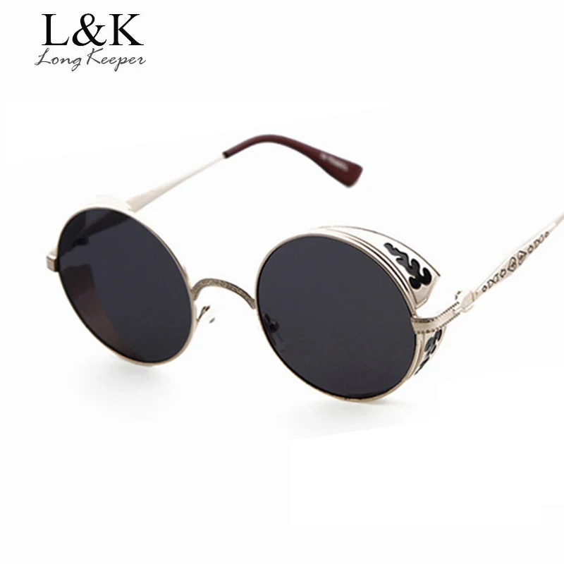 Long Keeper Fashion Brand Vintage Women Steampunk Sunglasses Round Glasses Goggles Sunglasses Retro For Men Women STY2877Q