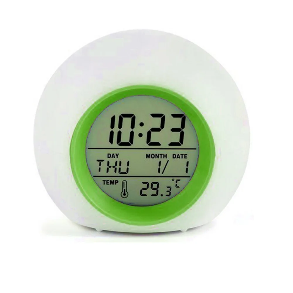 XNCH Изменение цвета Цифровой LED Wake Up Light Настольный будильник с естественными