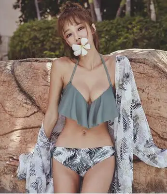 2018 84 23 color summer newest color handmade crochet bikini bandeau bow halter swimwear women Floral bottom swimsuit hot