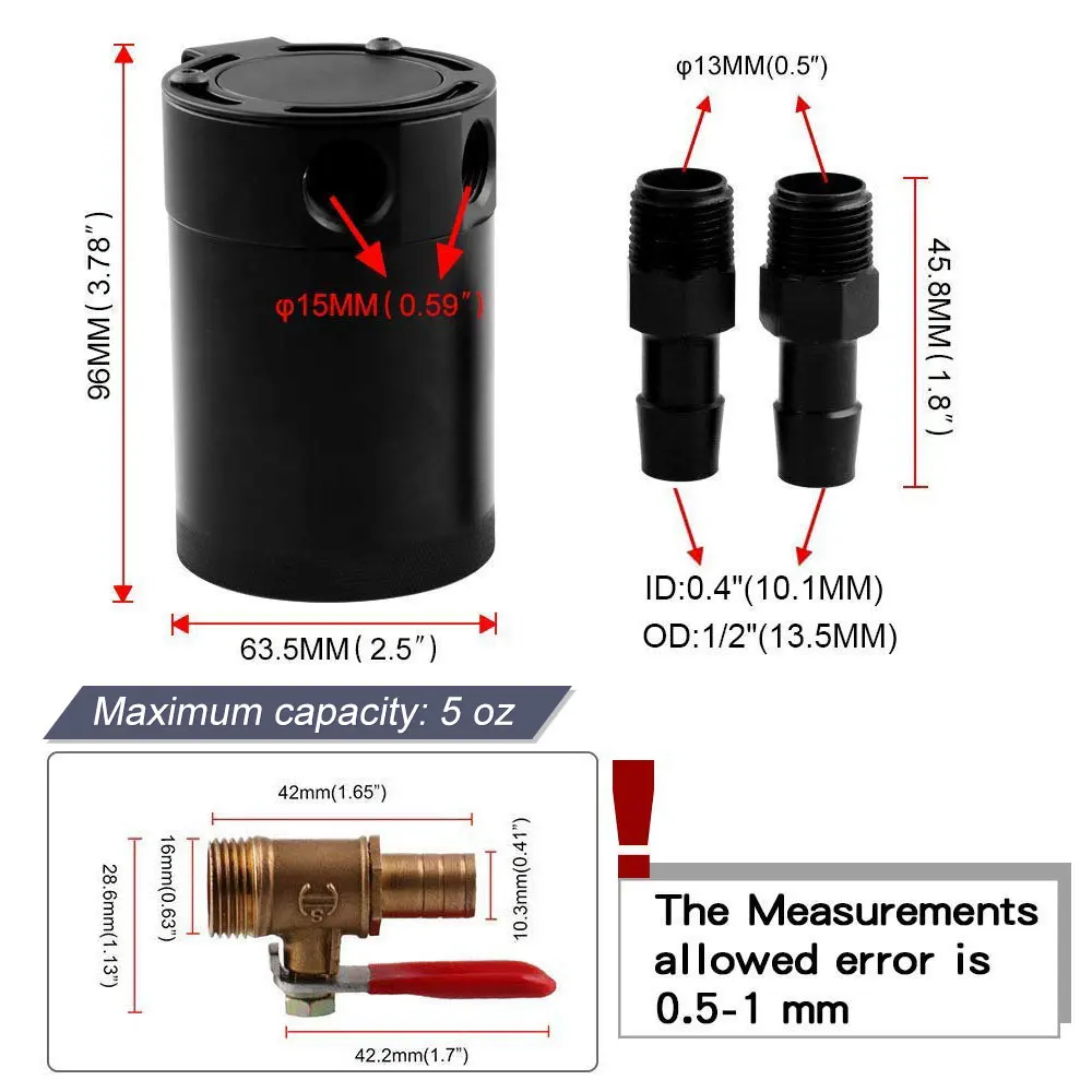 Универсальный Гоночный озадаченный 2/3-portOil улов бак воздушный масляный сепаратор со съемным клапаном OCC038/OCC034+ OCC039