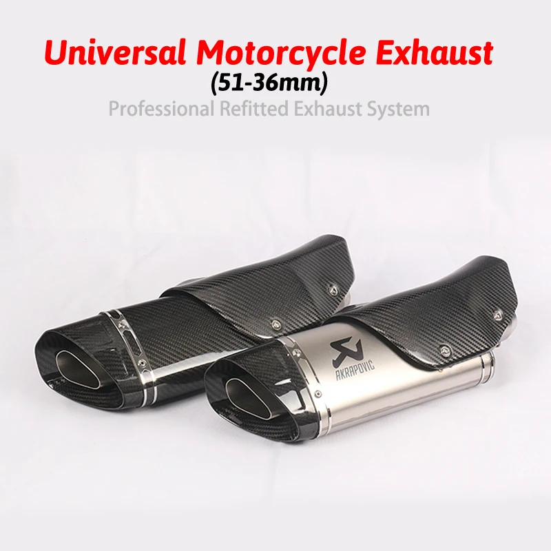 

Inlet 51mm Motorcycle Exhaust Pipe Akrapovic Carbon Fiber Motorbike Muffler Pipe Escape Universal for R1 R6 R15 R25 R3 FZ1N etc