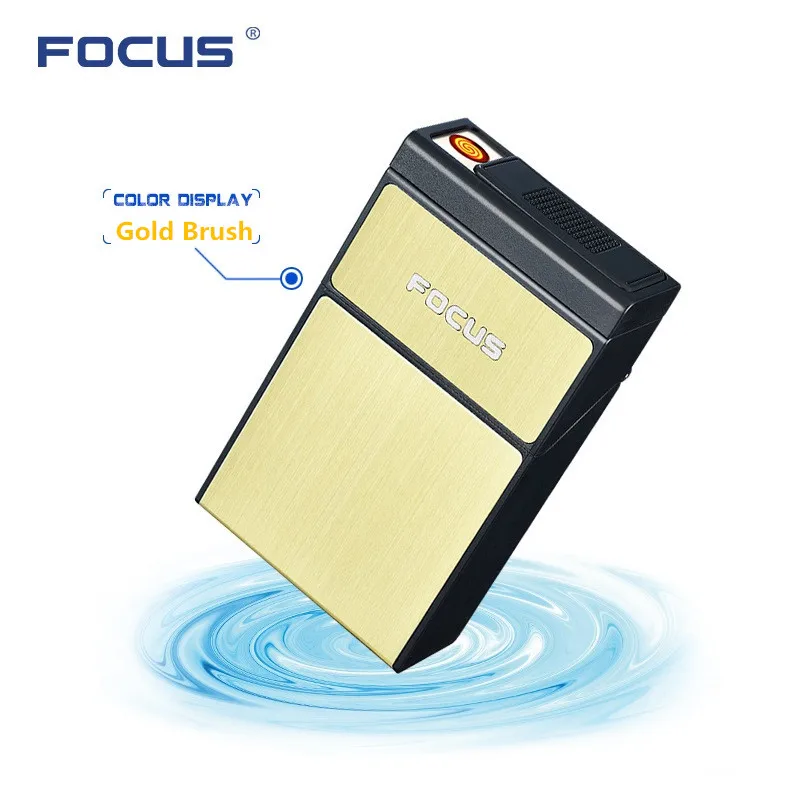 Сигарета бокс FOCUS со съемной электронной зажигалкой USB 20 шт. держатель для сигарет