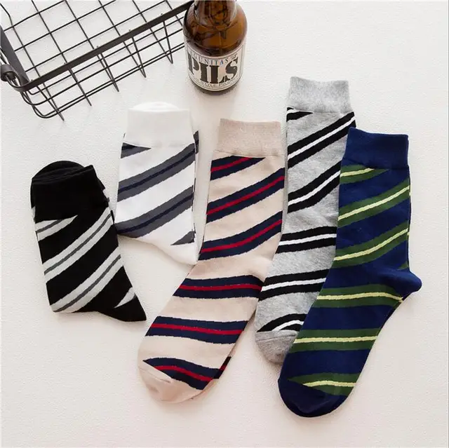 Buy 17 New Men's French personality twill Socks 5pairs Wholesale Autumn and