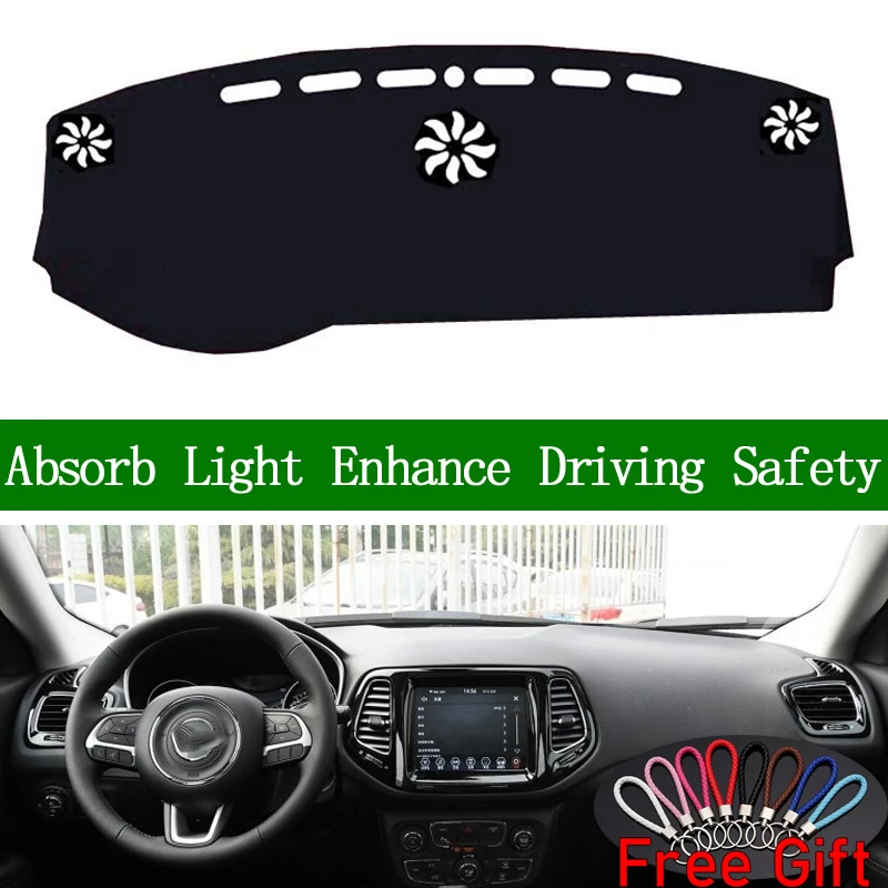 

For Jeep Compass 2017 2018 2019 Dashboard Cover Sun Shade Non-slip Dash Mat Pad Carpet Car Stickers Interior Accessories