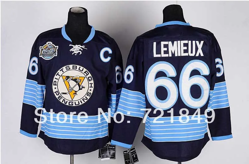 New Style!!!Free Shipping Pittsburgh Penguins CCM Mario Lemieux 66 Black Vintage Jersey, With C