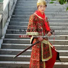 Солдат династии Тан генерала ханьфу с доспехами костюм для сцены красный цвет