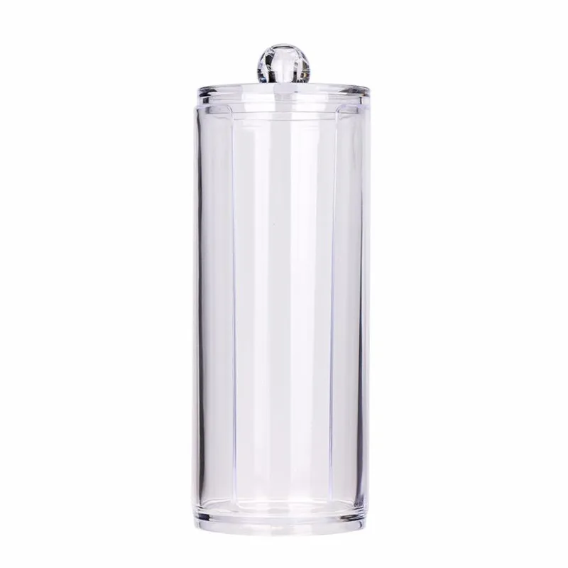 

Transparent Plastic Cosmetic Cotton Pad Box Holder Clear Portable Round Make Up Cotton Swab Holder Case Organizer #B30