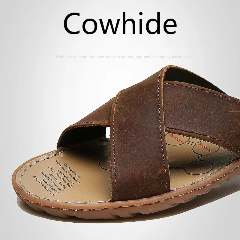 

New cross plus size summer casual sandals leather men's Korean fashion personality slippers 38-47