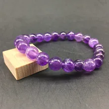 Бусины из натурального камня фиолетовые кристаллы аметиста круглые бусины браслеты для женщин 4 мм 6 мм 8 мм 12 мм