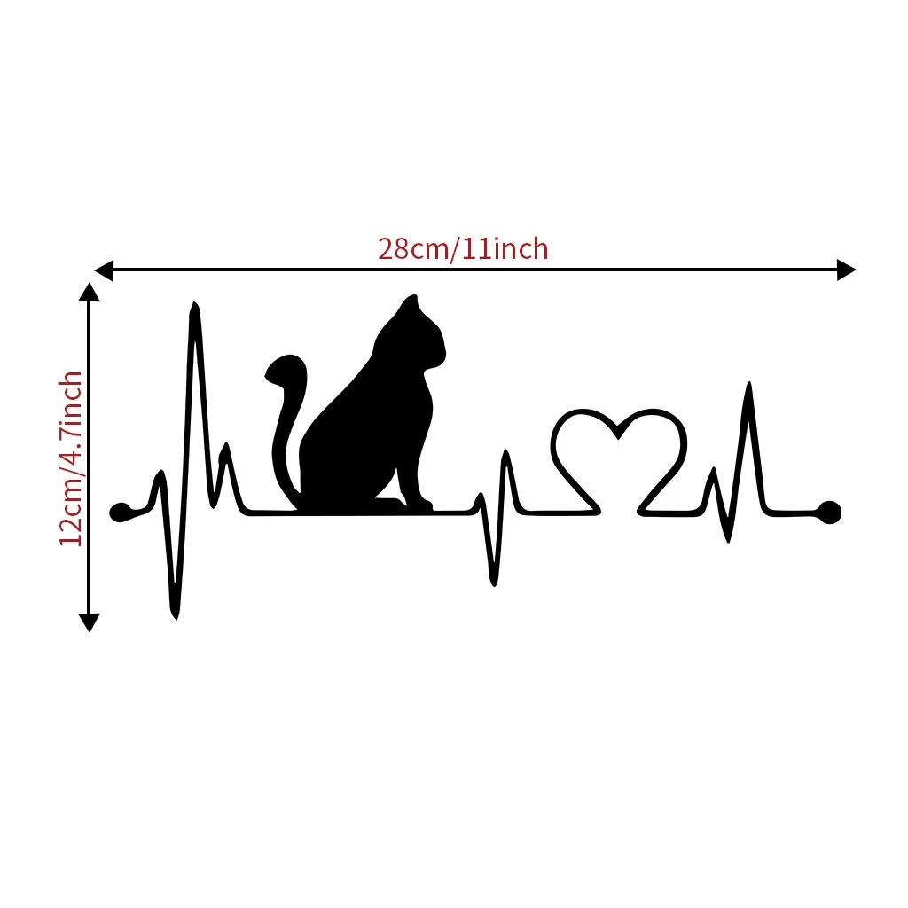 Black Carved Cat Heartbeat Wall Sticker Home Decor Home Couple Wallpapers Home Decor Living Room