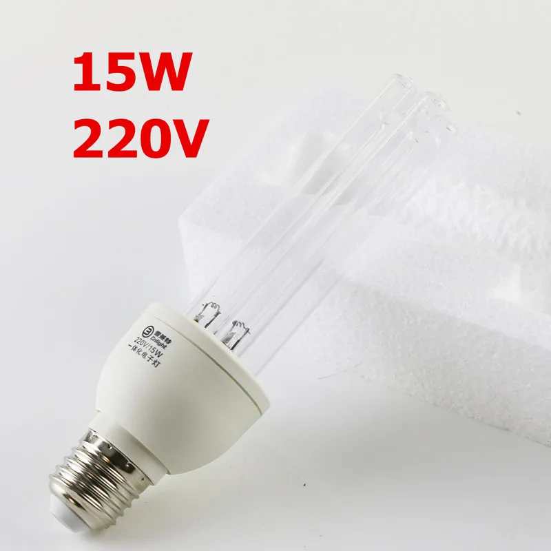 Кварцевые UVC бактерицидные лампы стерилизации CFL озоновые лампы лампа ультрафиолетового светильник E27 основание для дезинфекции антибактериальные убить клещей дезодорант - Мощность в ваттах: 220V 15W only bulb