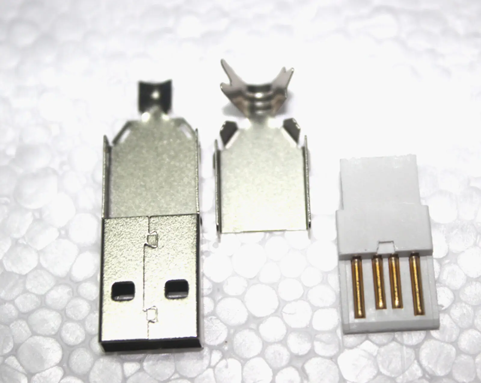 

50pcs Type A Rewireable USB Plug Connector 4 Pin Male 3 in 1 Kit Cable Lead
