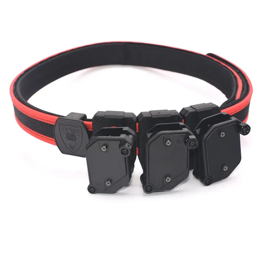 

IPSC USPSA High Speed Shooting Red Belt w/3x Multi-Angle Speed Pistol Magazine Pouch