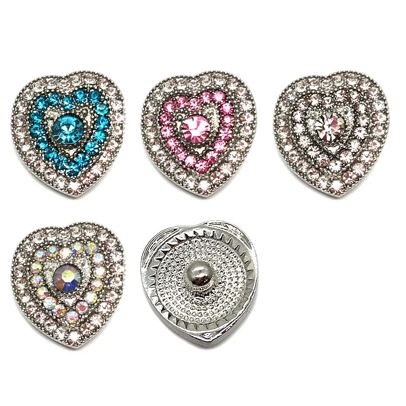 

Wholesale w359 heart 3D 18mm 20mm metal snap button for Bracelet Necklace Interchangeable Jewelry Women accessorie findings