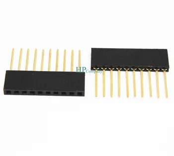 

Free shipping 100PCS Female Single Row Pin Header Socket Connector Strip Copper 2.54mm 10Pin Long 1*T10 11MM