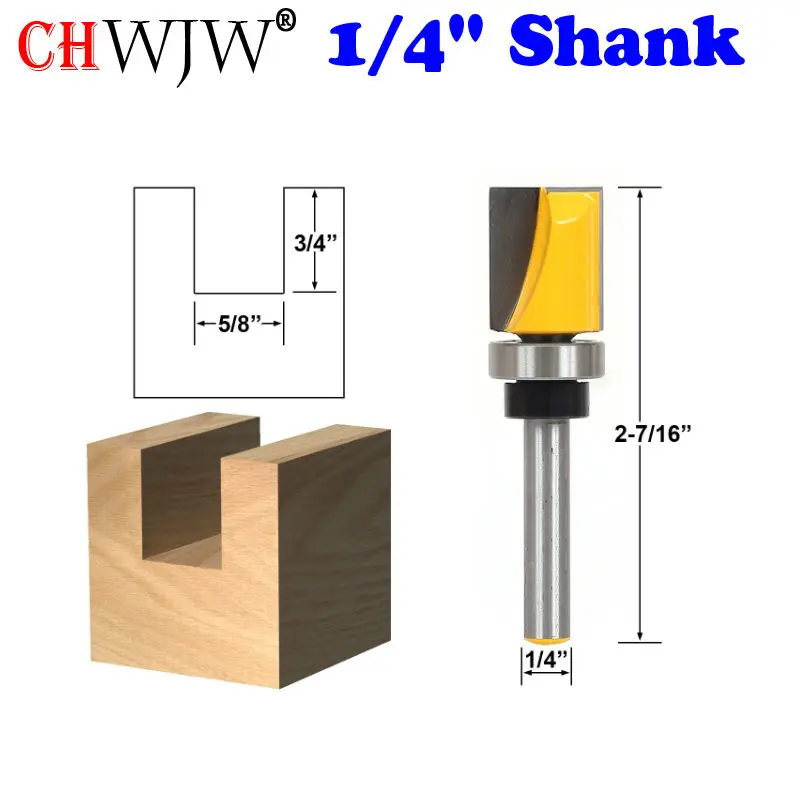 

1pc Flush Trim/Template Router Bit with Shank Bearing - 5/8" x 3/4" Woodworking cutter Tenon Cutter for Woodworking Tools