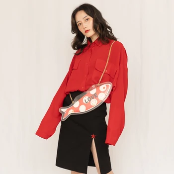 

Bag for women Girl summer small design chain transparent shoulder slung simulation fish shape bag mobile phone bag