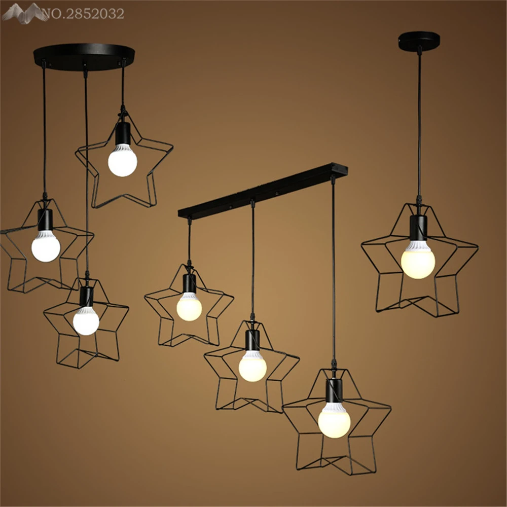 

Nordic Iron Led pendant Light,Retro Creative Star Pendant Lamp for Bar Coffee bedroom Hanging Lamp Stair light for Home Lighting