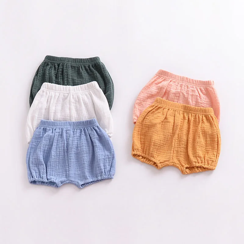 Штанишки для новорожденных шорты-штаны с карманами хлопковые льняные однотонные шорты для маленьких девочек летние брюки летняя детская одежда
