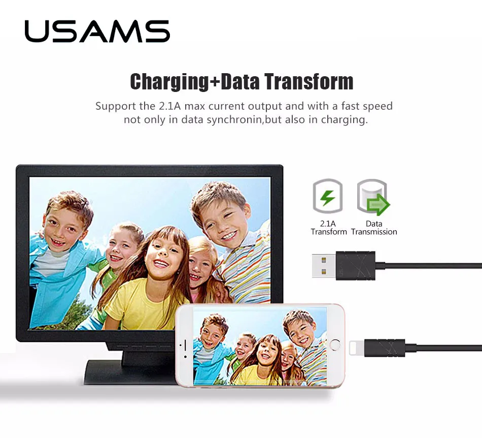 USAMS 1 м IOS10 2А Быстрая Зарядка Зарядное Устройство Usb Кабель для iPhone 5s iPad iPod H132|cable