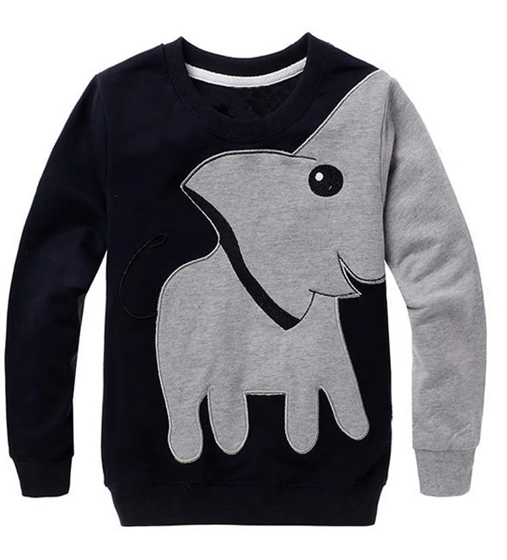 

Hot Kids Boys Long Sleeve Sweater Tops Color Block Animal Elephant Pattern Sweater T-shirt Size 1-5Y