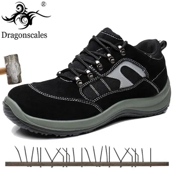 

Work & Safety Shoes For Men Leather Outdoors Round Toe Sneakers Mens Indestructible Boots Combat Desert Casual Shoes Plus Size