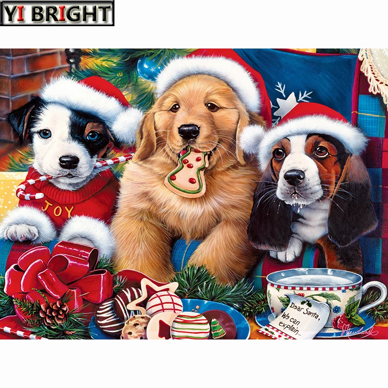 

DIY Diamond Embroidery Christams Dogs Cross Stitch Mosaic diamond painting Pattern Full Rhinestone Home decor gift KBL