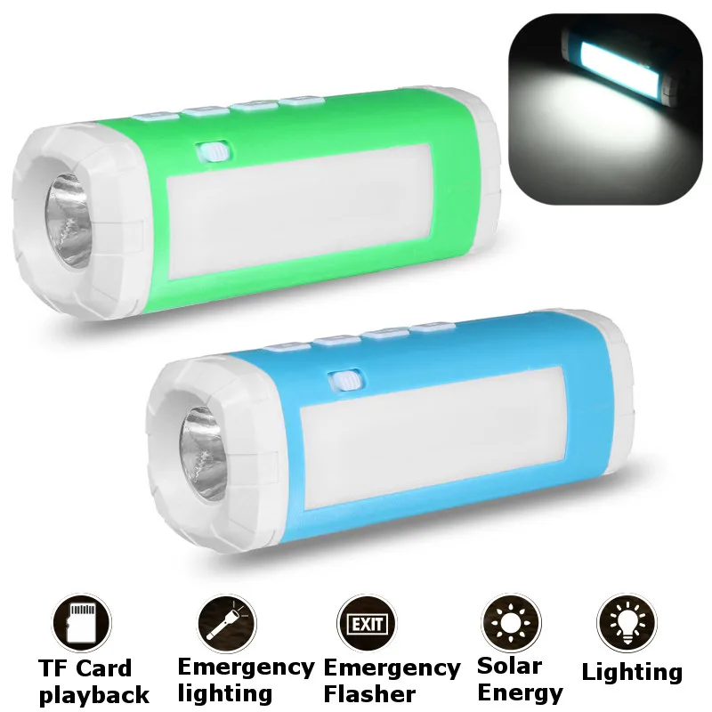 

Wireless Solar Powered TF Card Speaker USB LED Speaker Flashlight Lamp Light Outdoor Camping Riding Lantern