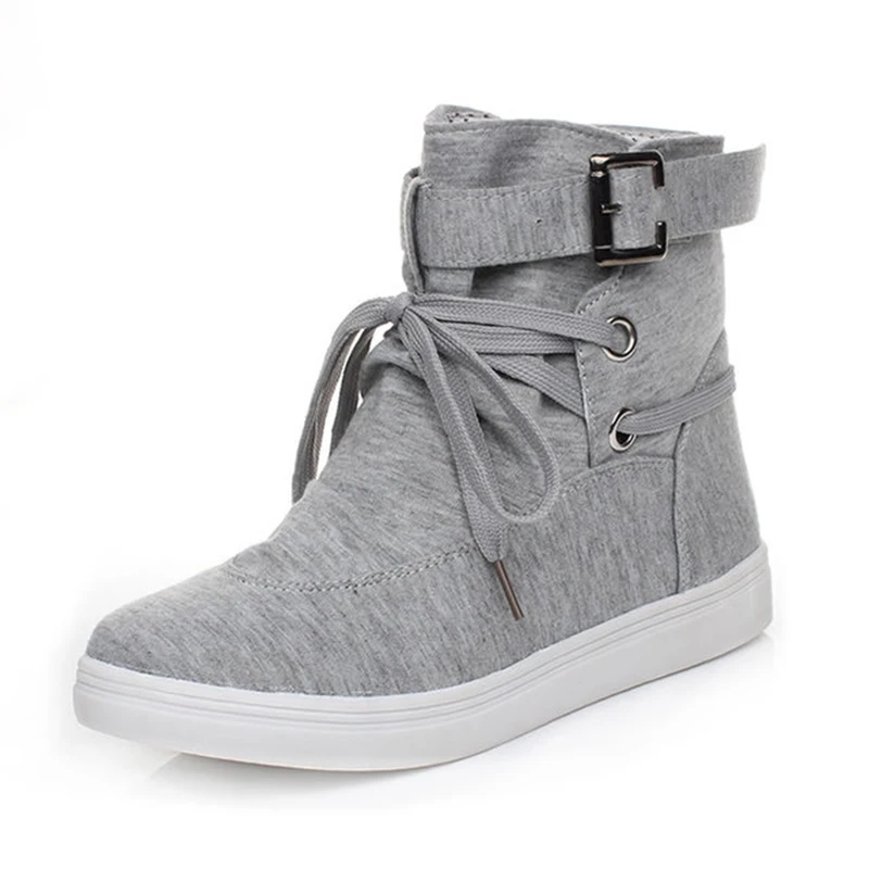 

Women's canvas shoes solid simple style women vulcanize sneakers lace-up height increasing non-slip 2019 new fashion