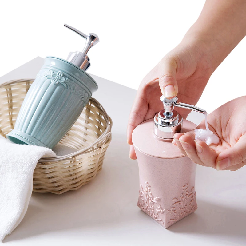 

400ML Pressing Carved Plastic Refillable Cream Lotion Dispenser Bottles Container for Cosmetic Shampoo Liquid Soap Shower Gel