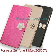 

High Quality Luxury Leather Flip silicone back Cover Case for Asus Zenfone 3 Max ZC520TL mobile phone case With Stand