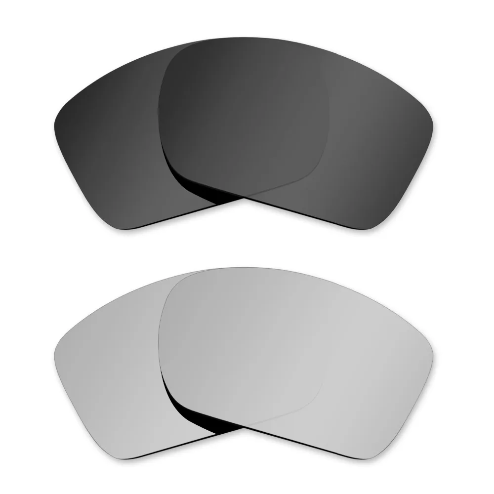 

Glintbay 2 Pairs Polarized Sunglasses Replacement Lenses for Oakley Big Taco Stealth Black and Silver Titanium