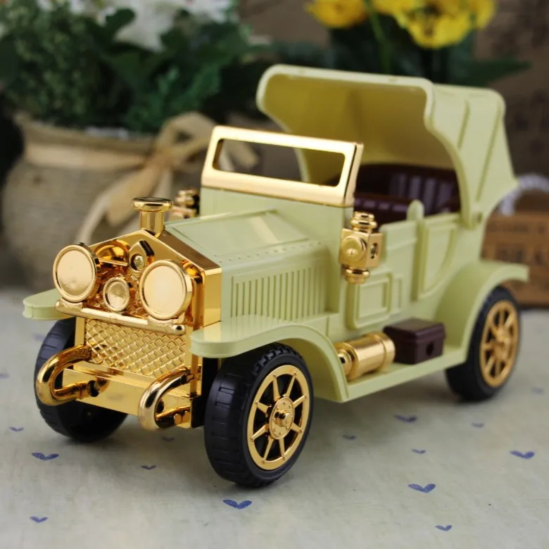 beige yellow Винтаж Ретро металлический пузырь машины Модель автомобиля фигурки домашний декор миниатюры предметы меблировки ручной работы рождественские подарки для детей - Цвет: beige yellow