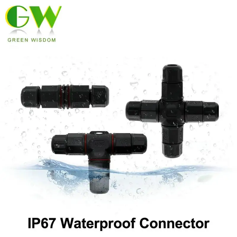IP67 водонепроницаемый разъем 2 Pin 3 Pin электрический терминал адаптер провода разъем прямой/T Форма для наружного светодиодный светильник