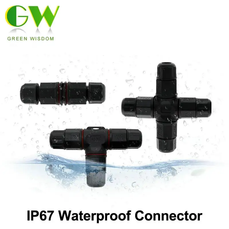 

IP67 Waterproof Connector 2 Pin 3 Pin Electrical Terminal Adapter Wire Connector Straight / T Shape for Outdoor LED Light