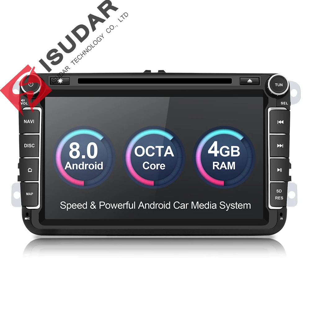 Isudar reproductor Multimedia Android 8,0 GPS 2 Din Car Audio Radio Auto para VW/Volkswagen/POLO PASSAT/Golf Octa-core Radio FM IPS - 1