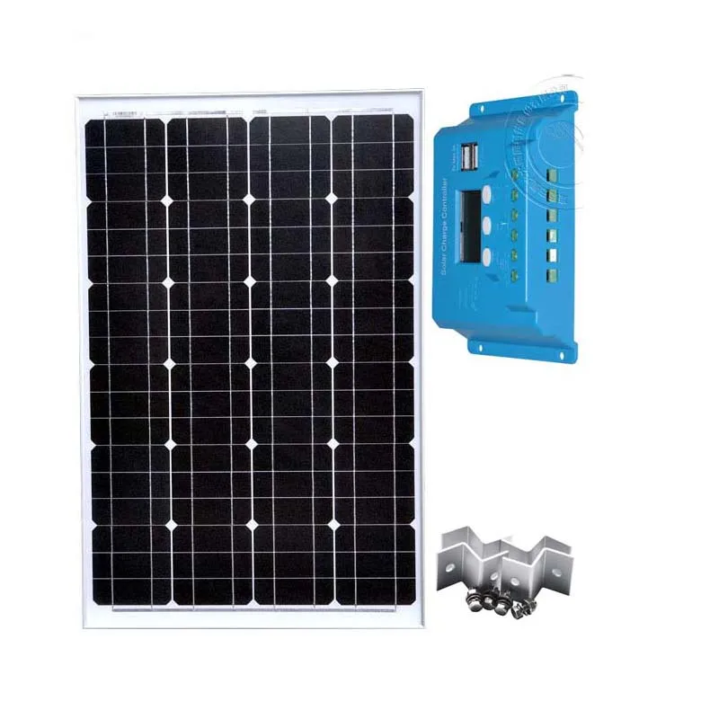 

Solar Kit Solar Panel Boat 60W 12v Solar Panel Battery Charger Solar Charging Controller 12/24v 10A PV Cable Z Bracket Camping