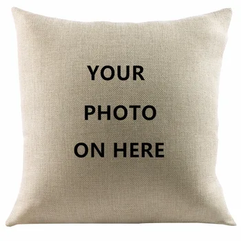 

Wholesale OEM Your Photo/logo/brand/name 45x45cm Cushion Covers Cotton Linen Square throw Pillow Cases Sofa Car Home Decoration