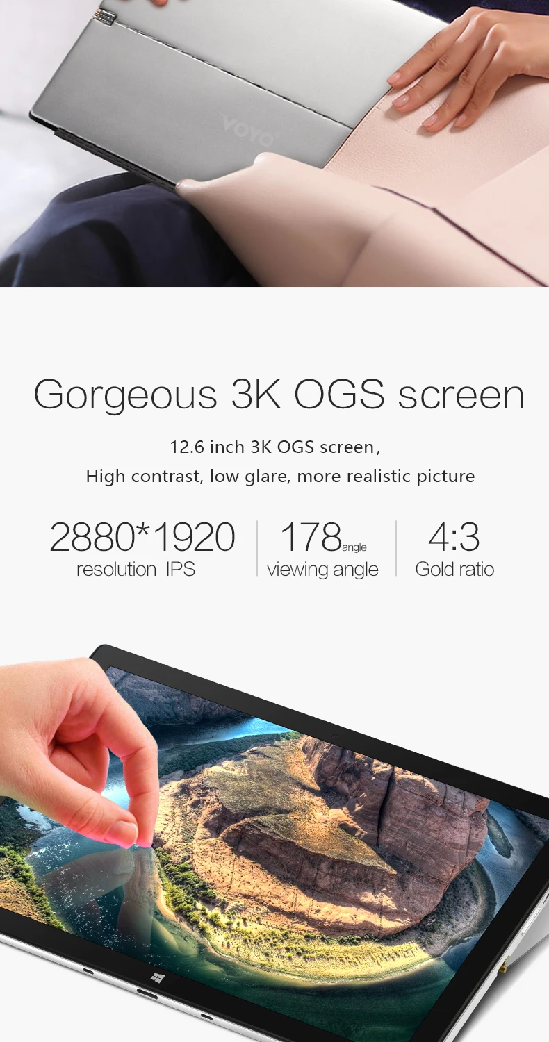 512 "3 К OGS Screeen VOYO VBOOK i7Plus Core i7 7500U с ips сенсорным экраном 2в1 планшетный ПК 16 г оперативная память г 12,6 SSD M2 лицензии windows10